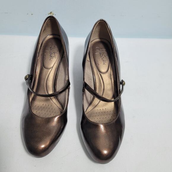 Life Stride Parigi Brown Metallic Maryjane Heels Size 8.5M  112525-2819 - Picture 7 of 7